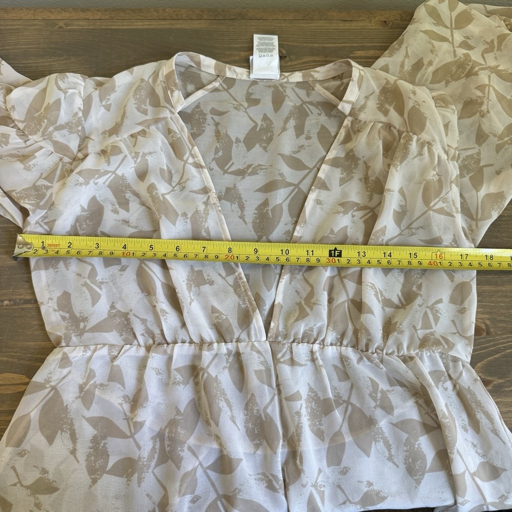 Cabi Womens XS Beige Floral Couplet‎ Long Sleeve V-Neck Blouse Camisole Set - Picture 8 of 9